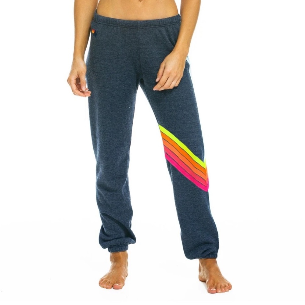 Aviator Nation Chevron Rainbow Neon Sweatpants XS